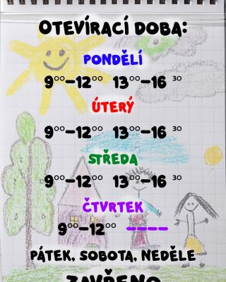 Otevírací doba od 25.8.2025. Příští týden bude bezesporu patřit přípravám do škol, školek a dětských skupinek ❤️Proto tu...