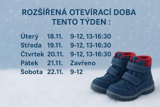 Zima je tu a my pro vás budeme na prodejně v Chrudimi navíc ve čtvrtek odpoledne a pro ty, co nestíhají ve všední dny také...